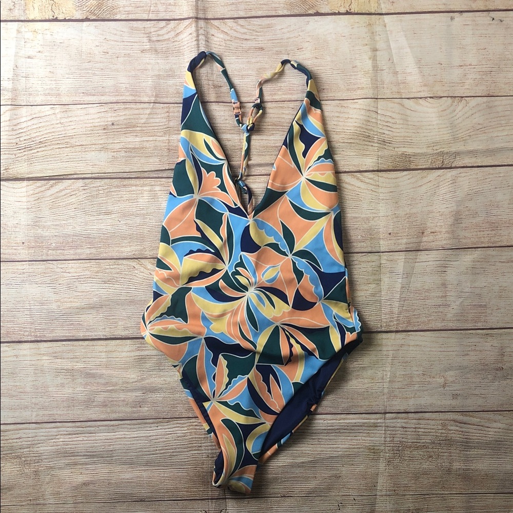 Onia Blue and Orange Floral One‎ Piece Swimsuit